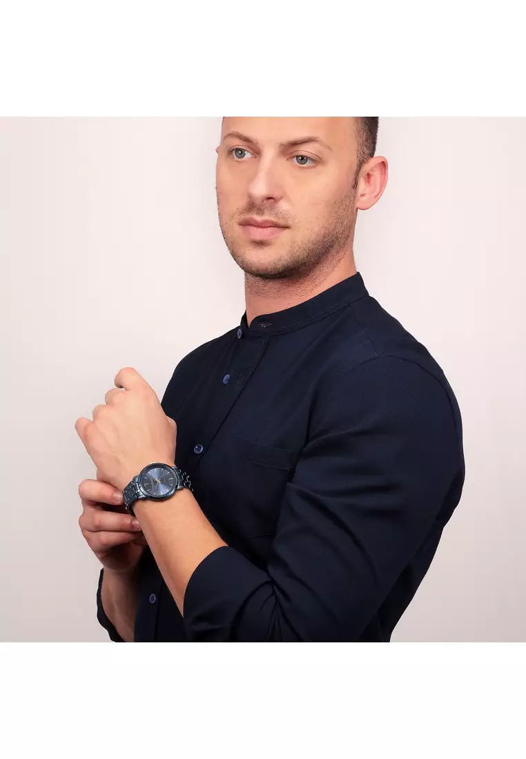 【2 Years Warranty】Trussardi T-Couple 41mm Blue Dial Men's Quartz Watch R2453147007