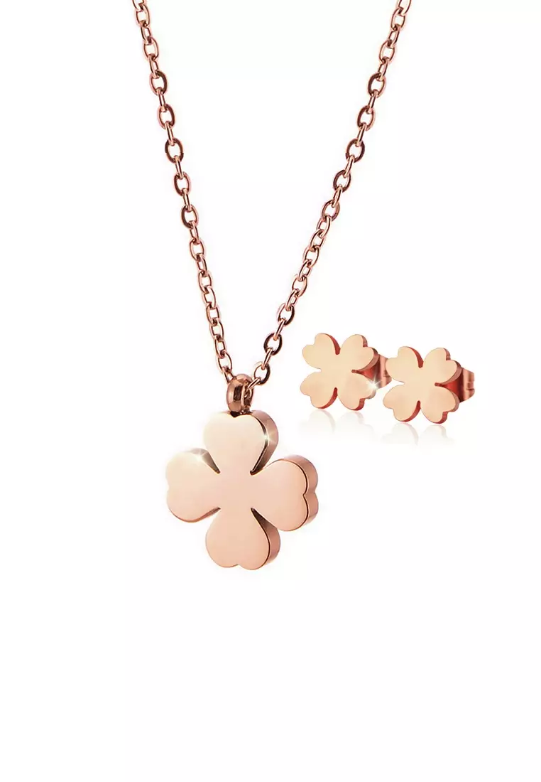 Simply Sophisticated Reversible Single Four Leaf Rose Gold Clover