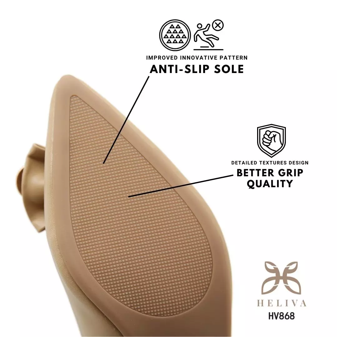 Heliva Lyla Mary Jane Shoes Accessoris Ribbon Gold Heel Chunky Sol 4cm HV868