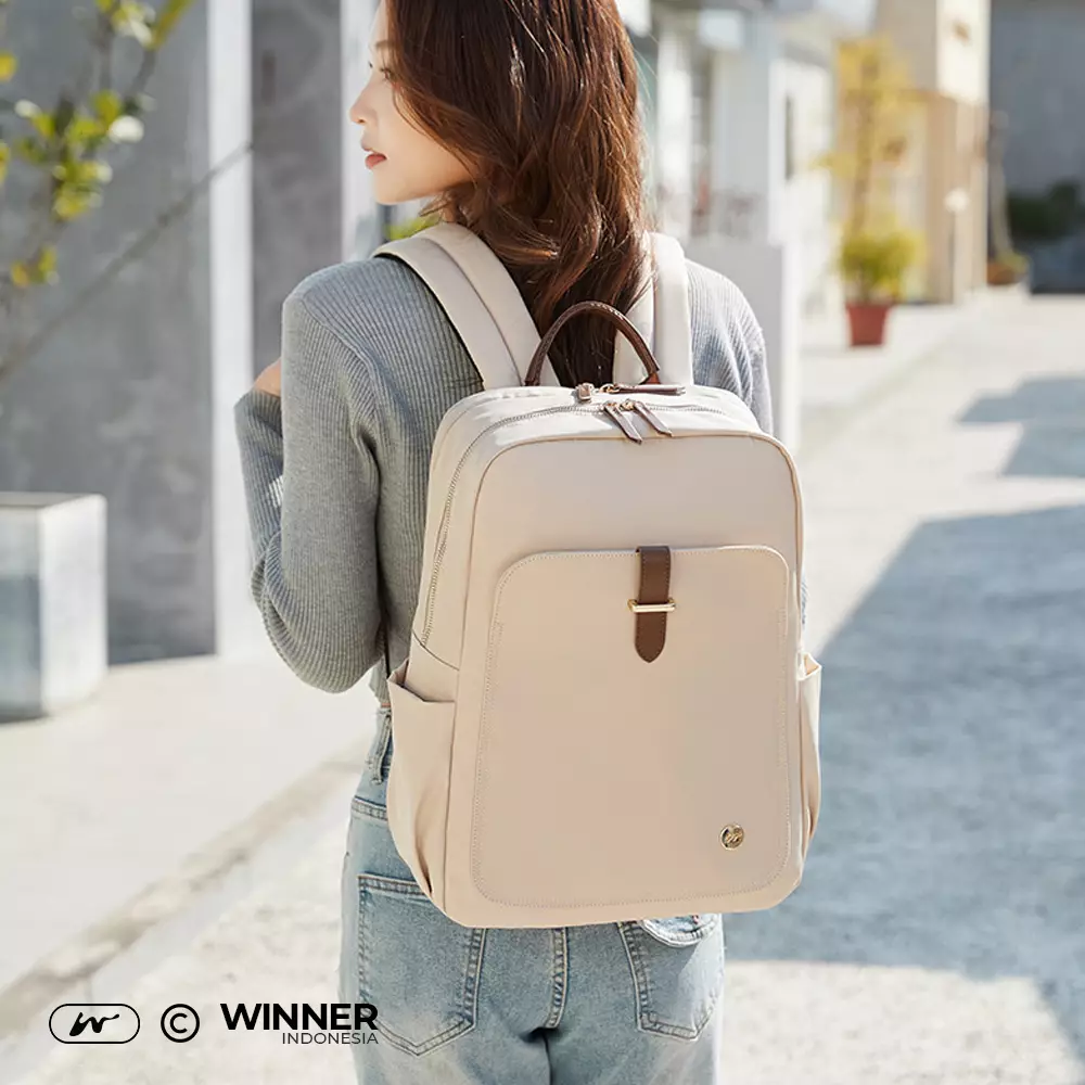 WINNER Tas Ransel Laptop 14 inch Premium Oxford Anti-Air Backpack Korean Style (T14-002) Warna Light-Pink-14-inch