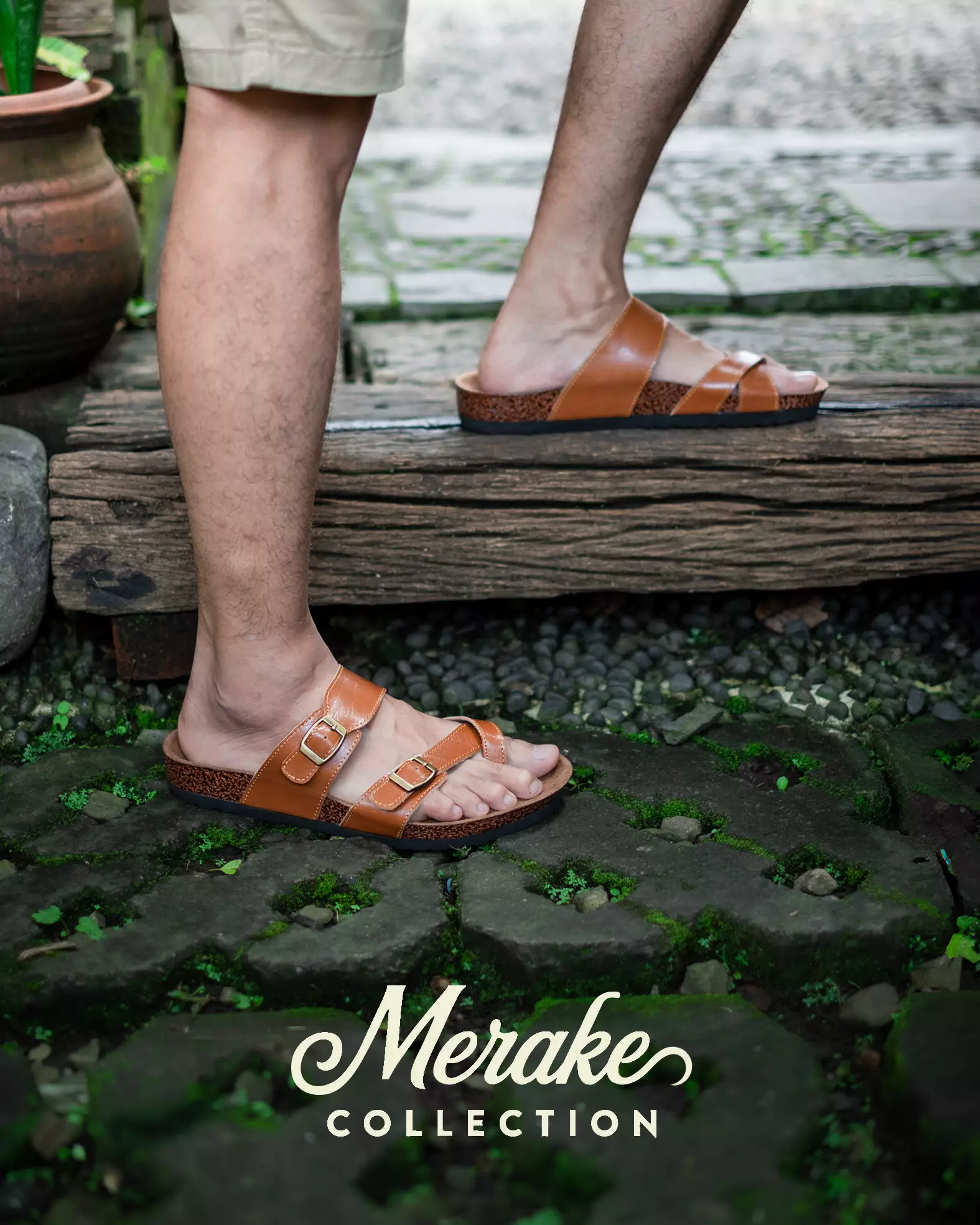 Marhadi Sendal Pria Sandal Kulit Asli Genuine Leather - Merake Tan