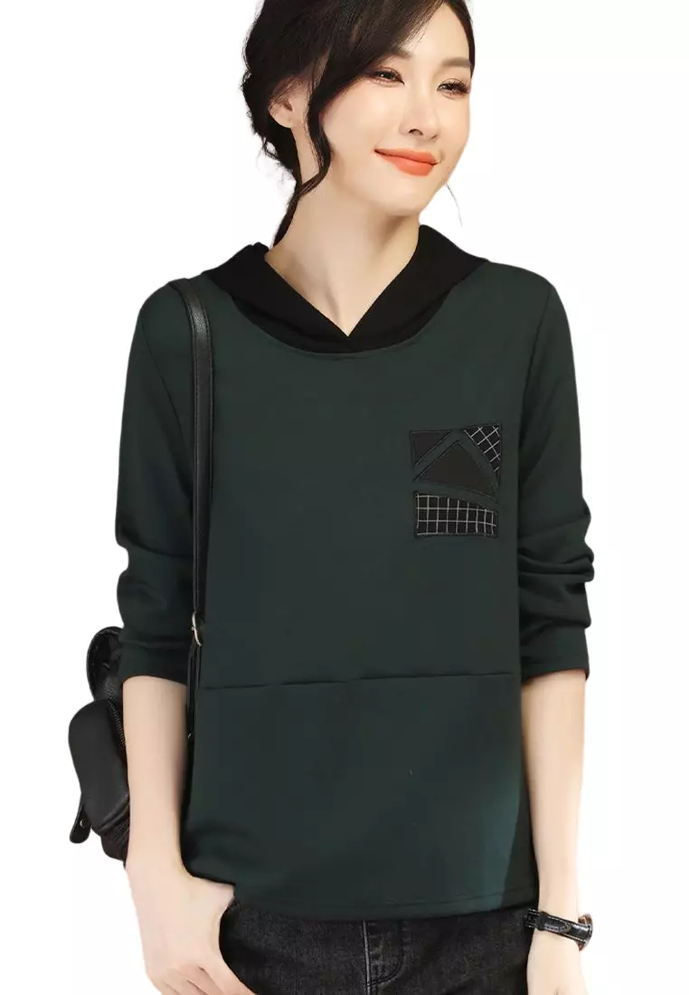 A-IN GIRLS Casual Colorblock Hooded Long Sleeve Sweatshirt 2023 | Buy A-IN  GIRLS Online | ZALORA Hong Kong