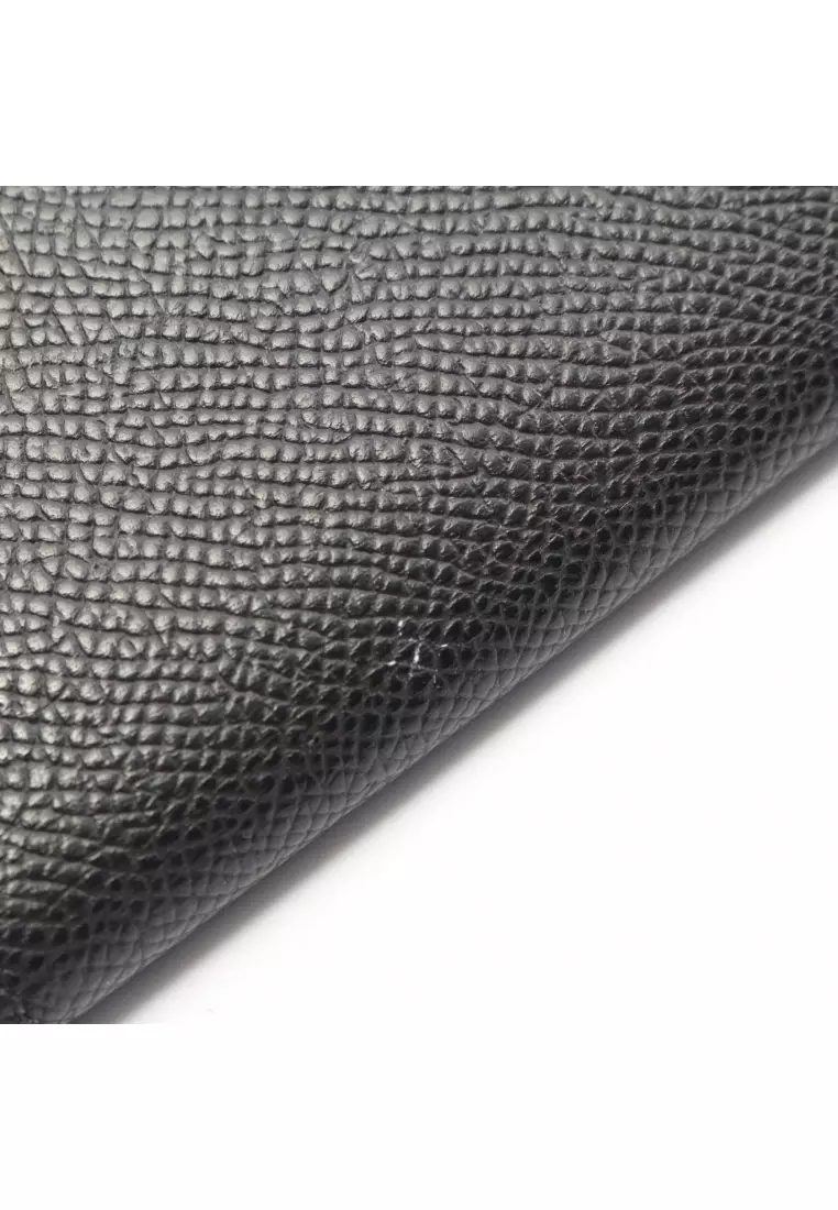 Pre-Loved Hermès bear souffle Bi-fold Long Wallet Veau epsom black black hardware U stamp