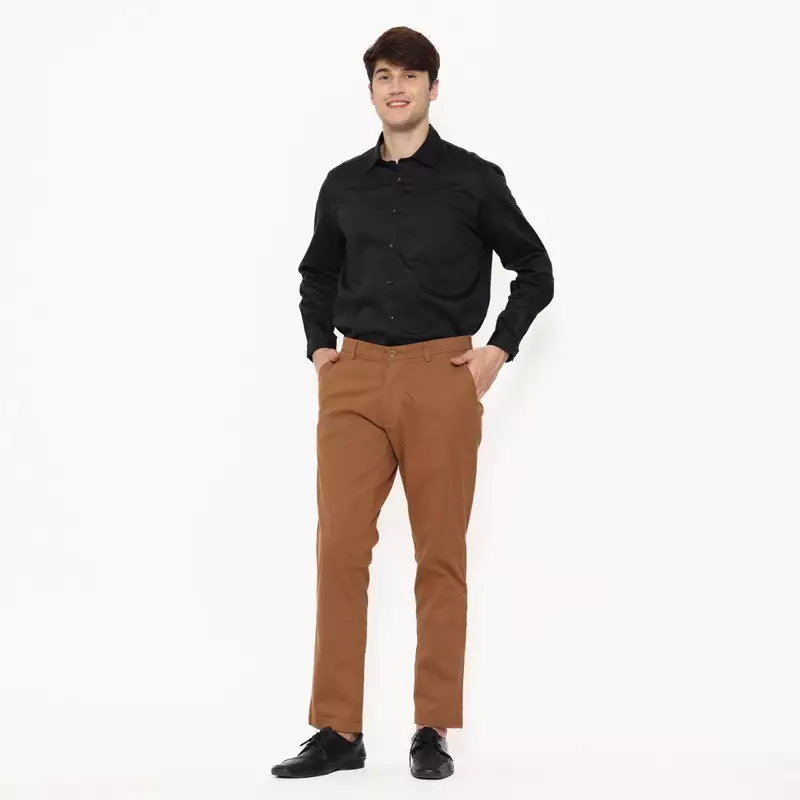 Lawell Celana Chinos Panjang Pria Slim Fit – Celana Kerja Formal Stretch Warna Coklat (Brown) | Nyaman & Stylish Dipakai Seharian