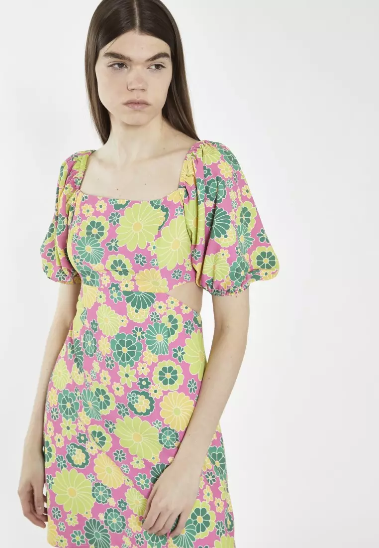 Square Neck Cut-Out Mini Dress