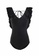 XAFITI black Women's Vintage Style Ruffled Backless One-piece Swimsuit - Black D38DFUS9231DC8GS_1