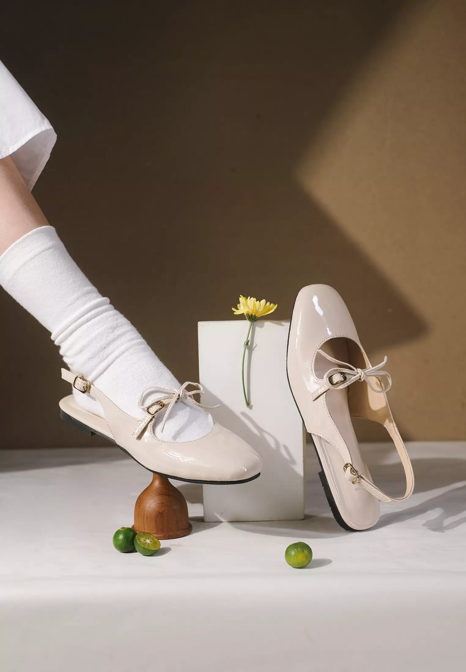 Poppy Ballerina Flat Shoes Square Toe with Bow