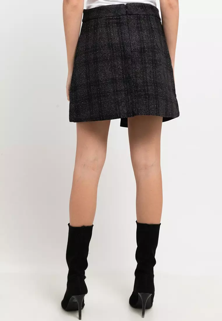 Plaid Asymmetric Mini Skirt