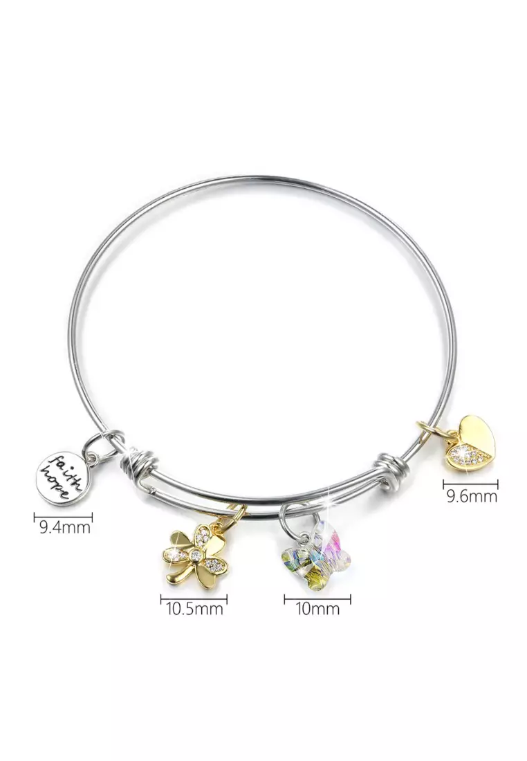 Inspiring Adjustable Charm Bangle Embellished With SWAROVSKI® Crystals