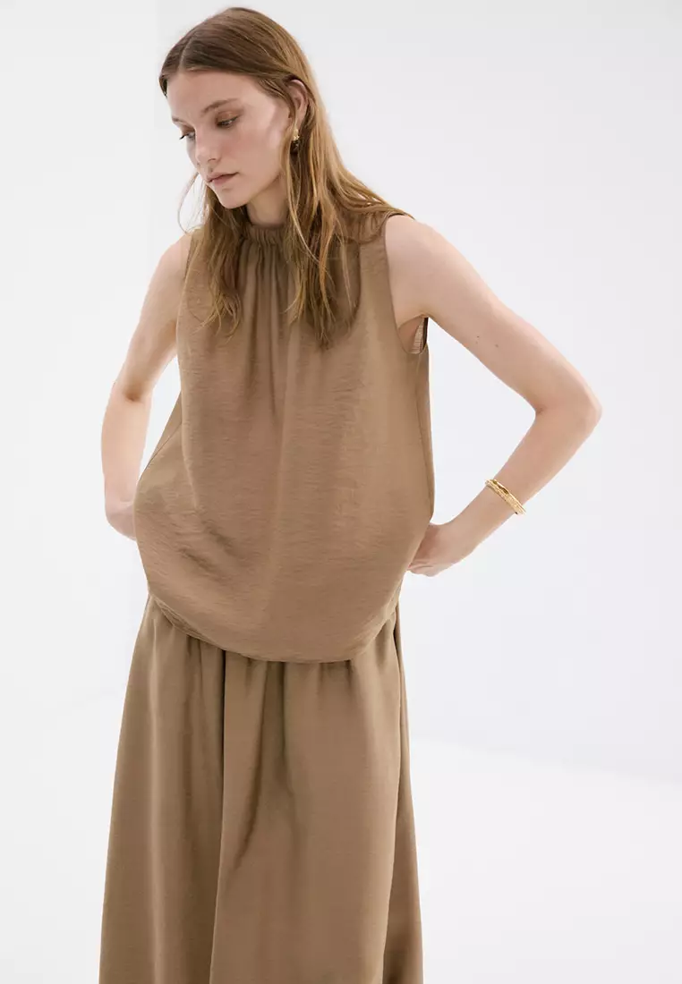 Gathered Midi Skirt
