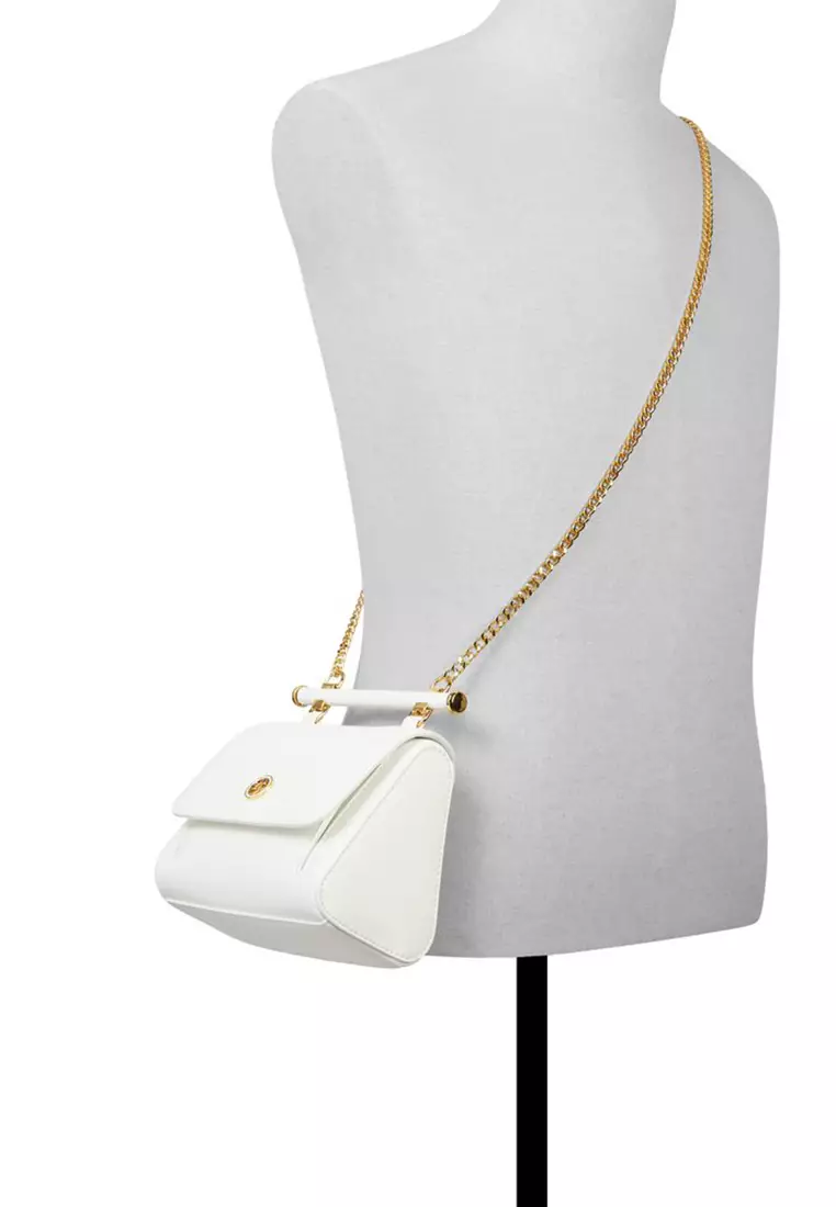 aldo white bag with gold chain