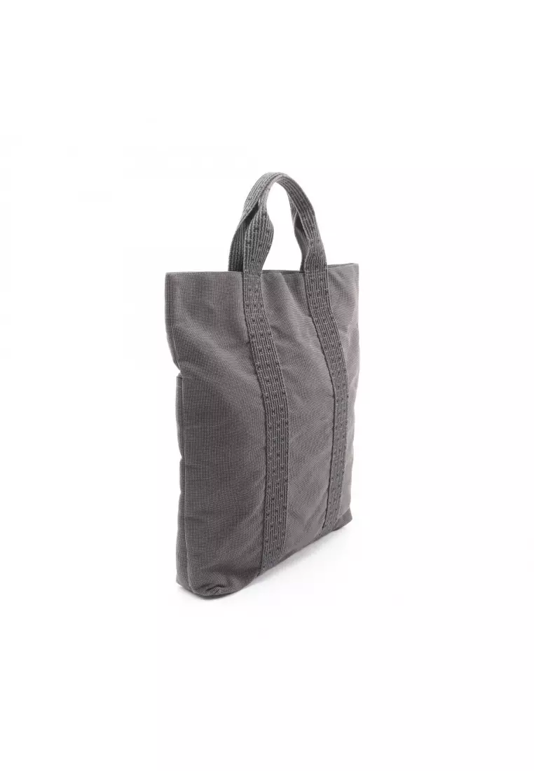 Pre-Loved Hermès Yell line Kabas Handbag tote bag nylon canvas Dark gray silver hardware