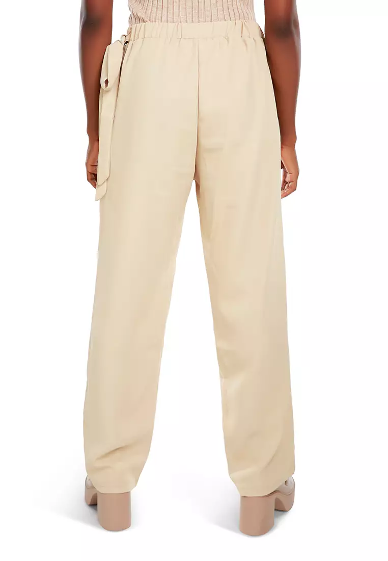 Khaki High Waist Comfy Elastic Pants