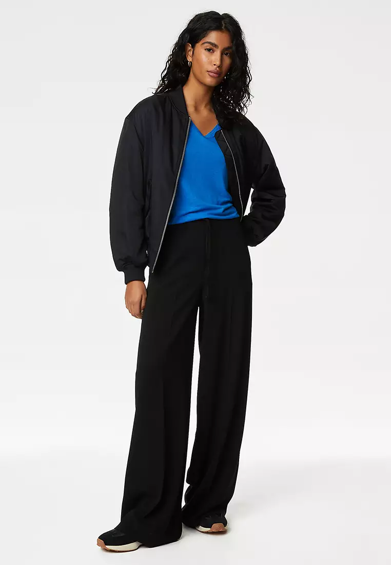 Linen Blend V-Neck Top