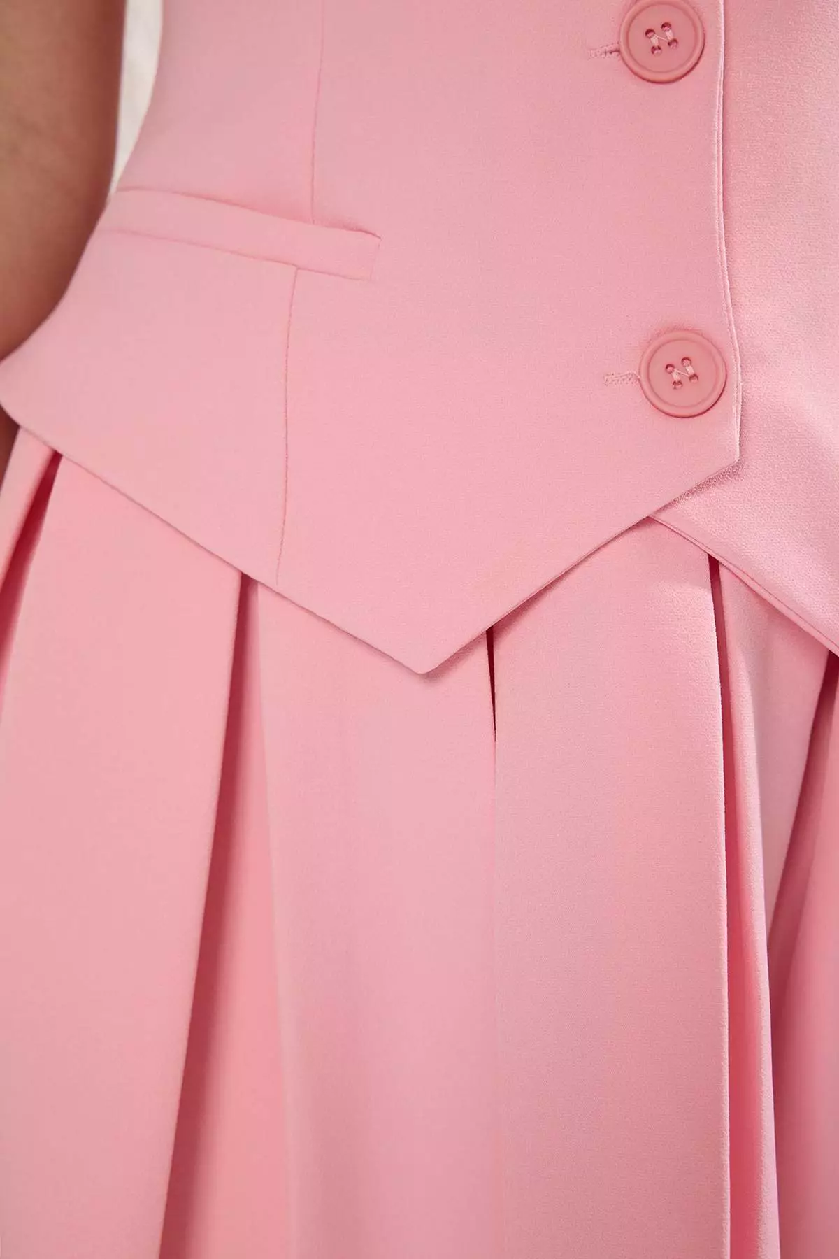Pink Plain Pleated Short / Mini Dress