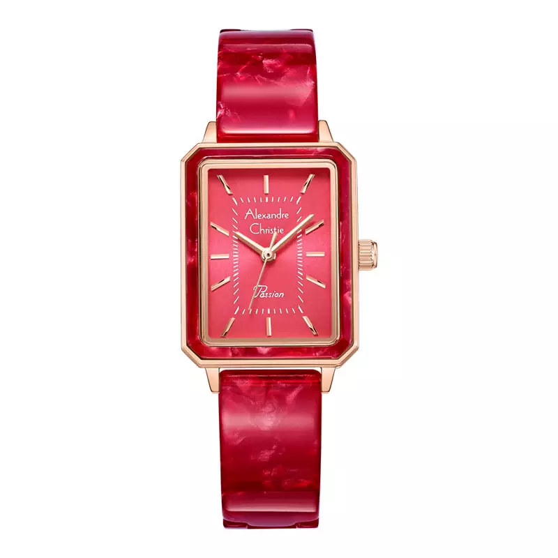 Jam Tangan Wanita Alexandre Christie Passion AC 2B99 LH BRGLDRE Ladies Red Dial Red St Steel Acetate Strap