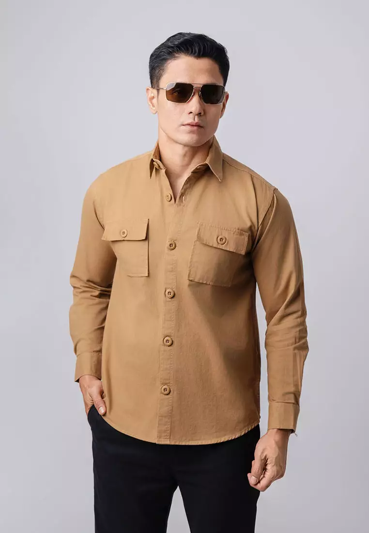 Jacket Shacket Workwear Shirt Camel Brown