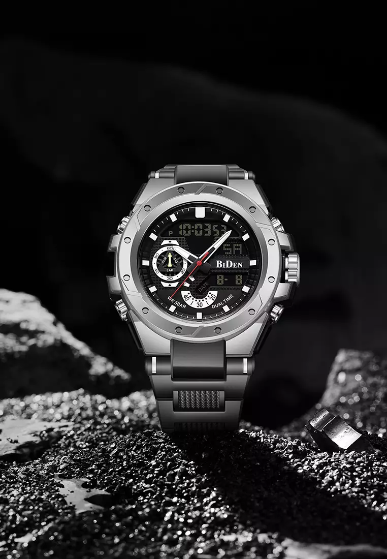 Jam Tangan Pria Anti Air Original Olahraga Digital&Analog Pria Multifungsi Tali Silikon Bercahaya Jam Tangan Cowok