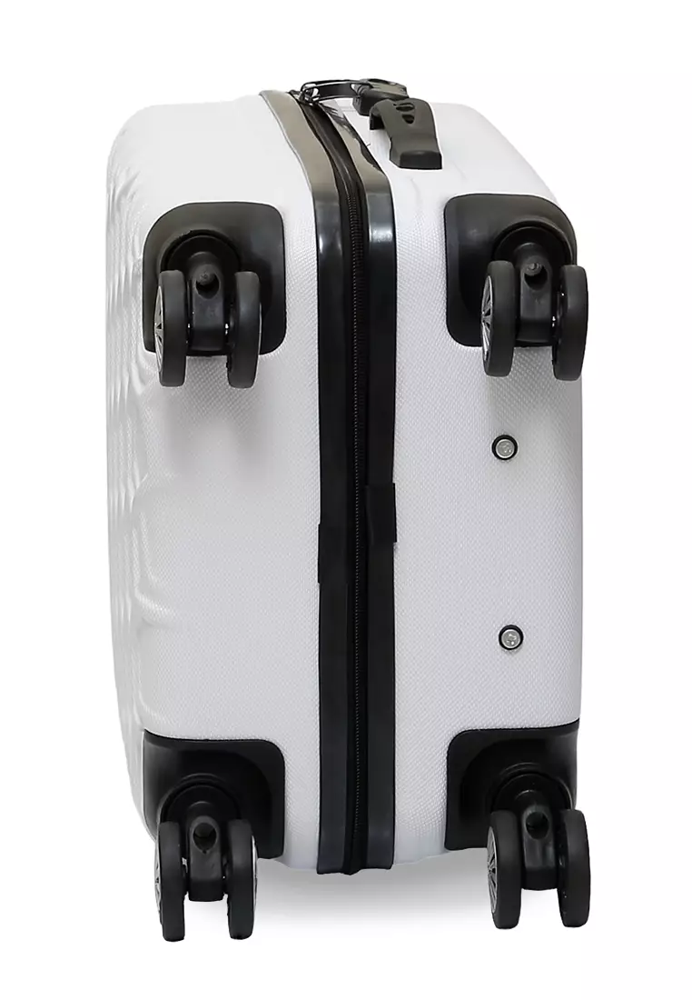 Carlton Koper Hardcase Desain Hexagon Size 20 Inch Suitcase Unisex with Rear Compartment Rubber Slot Material ABS+PVC Coated ORIGINAL - White