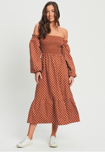 Calli orange Kalesi Midi Dress F0209AA60FCEF9GS_1