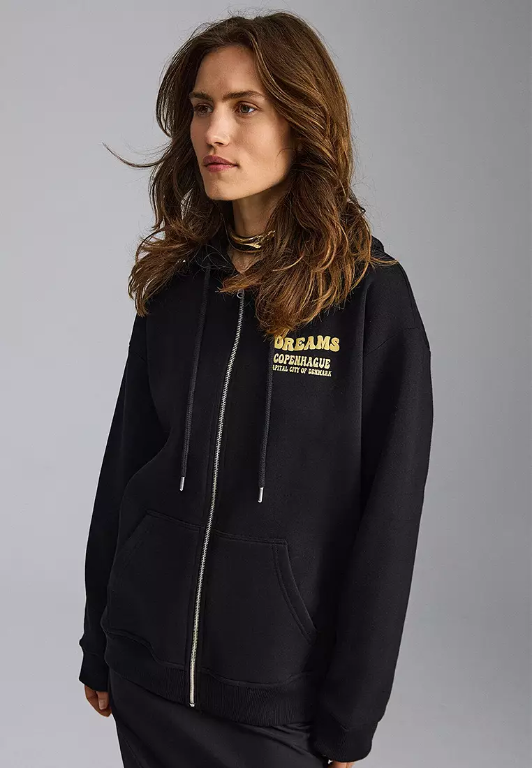 Printed Zipper Hoodie