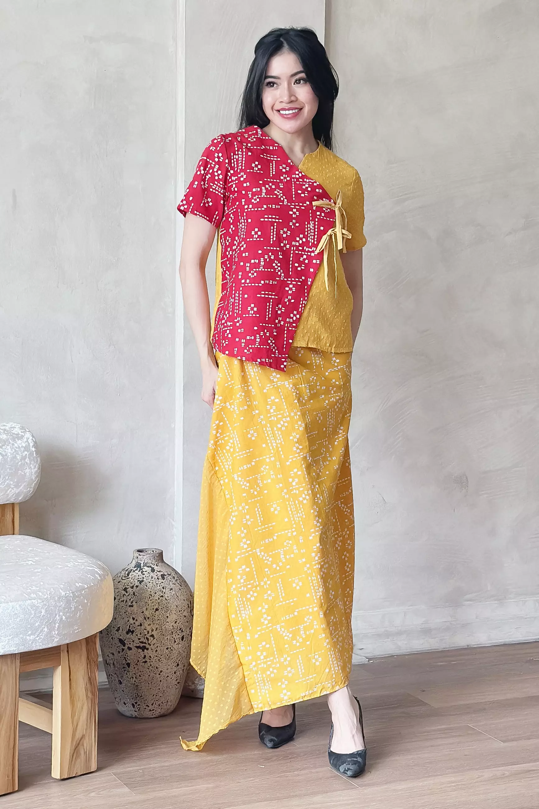 Asmara Dhana Cherry Honeycomb Blouse