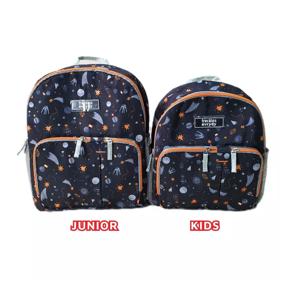Bundling Freckles Evrydy Backpack Kids & Junior Galaxy Black- Tas sekolah anak couple