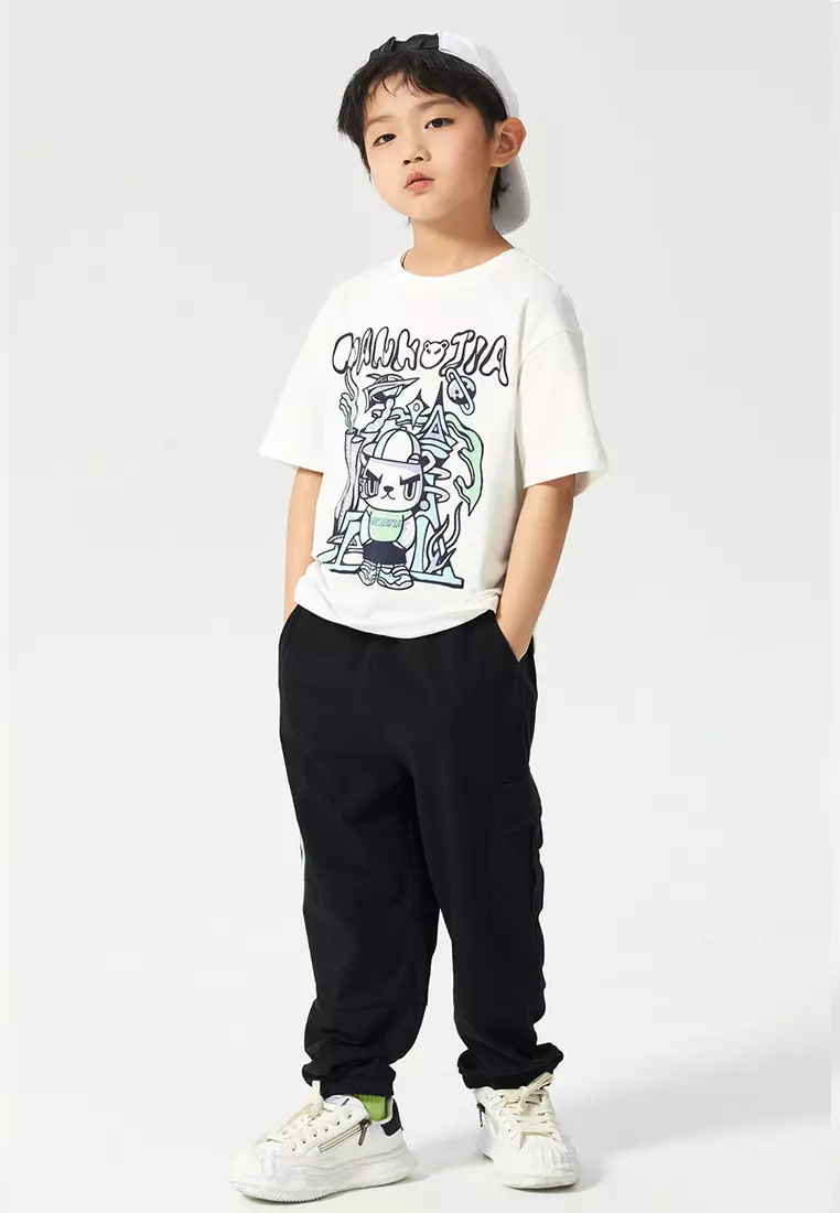 Graphic Printed Joggers With Side Pockets