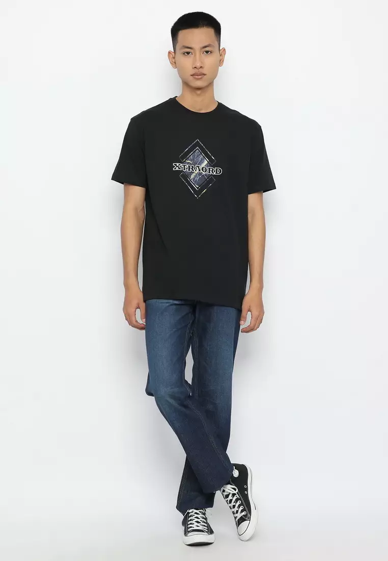 XTRAORDINARY (XO) T-Shirt Cotton Combed Sablon Discharge Pria 2073290191