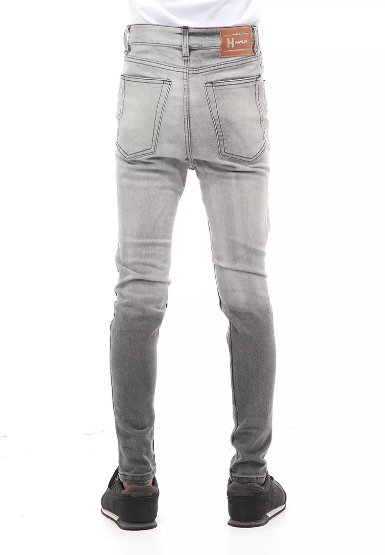 Locko Long Pants Ripped Jeans Celana Panjang Sobek Pria Material Denim ORIGINAL - Gray