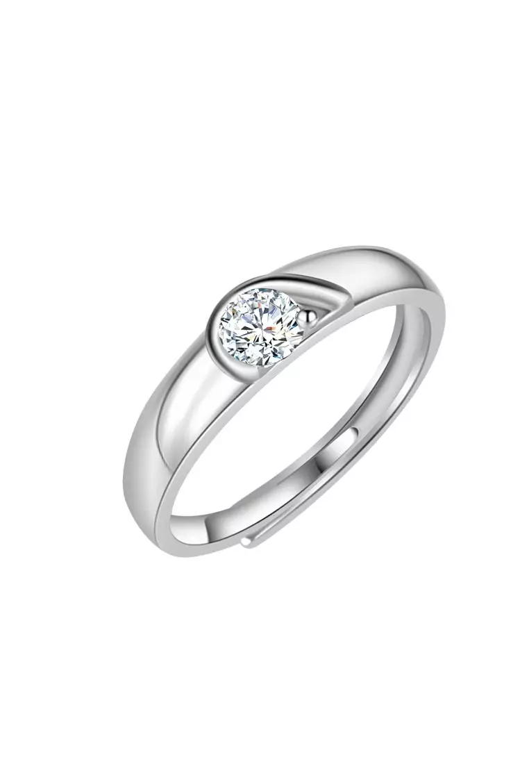 Berlian Moissanite De Giselle Couple Ring [GRA CERTIFICATE MOISSANITE DIAMOND] - Cincin 0.2ct x 2  Moissanite Diamond 925 Silver Celesta by Her Jewellery