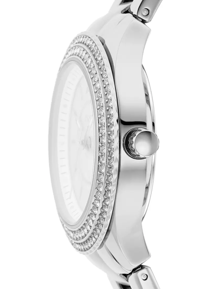 White fossil deals watch with diamonds