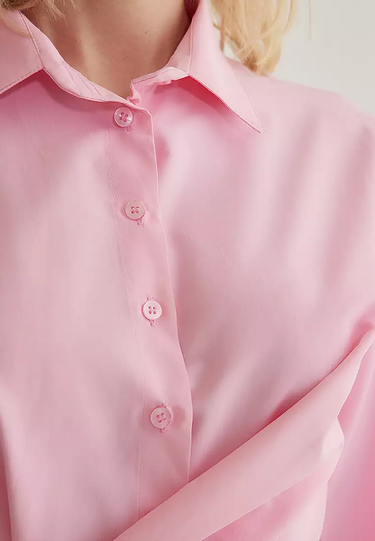 Pink Binding Detailed Regular Regular Pattern Woven Shirt TWOAW25GO00067