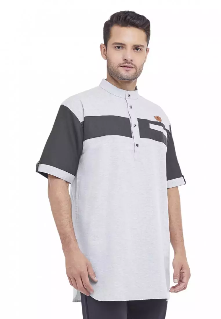 Zayidan Baju Koko Gamis Muslim Pria Nabeel - Silver