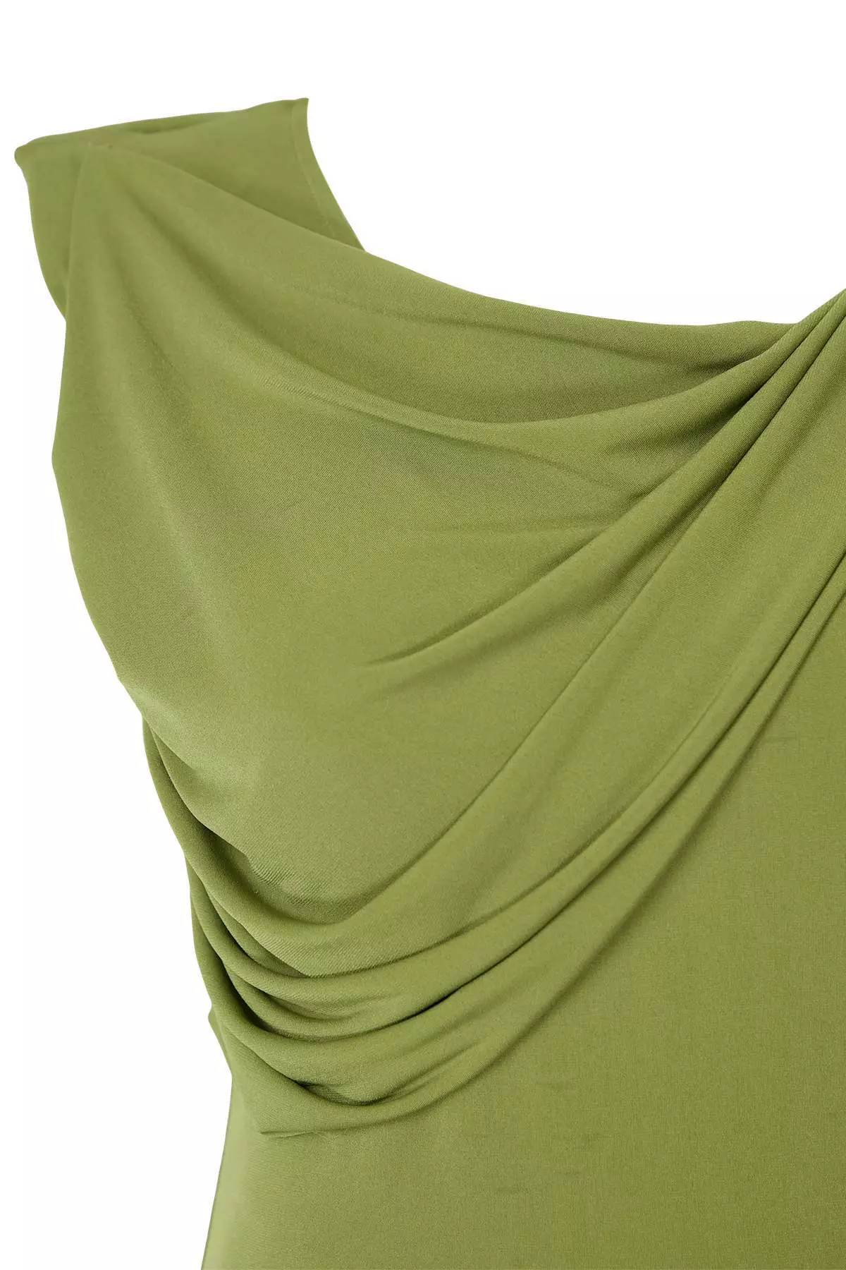 Oil Green Accessory And Collar Detailed Knitted Plus Size Blouse Tbbss26Af00051