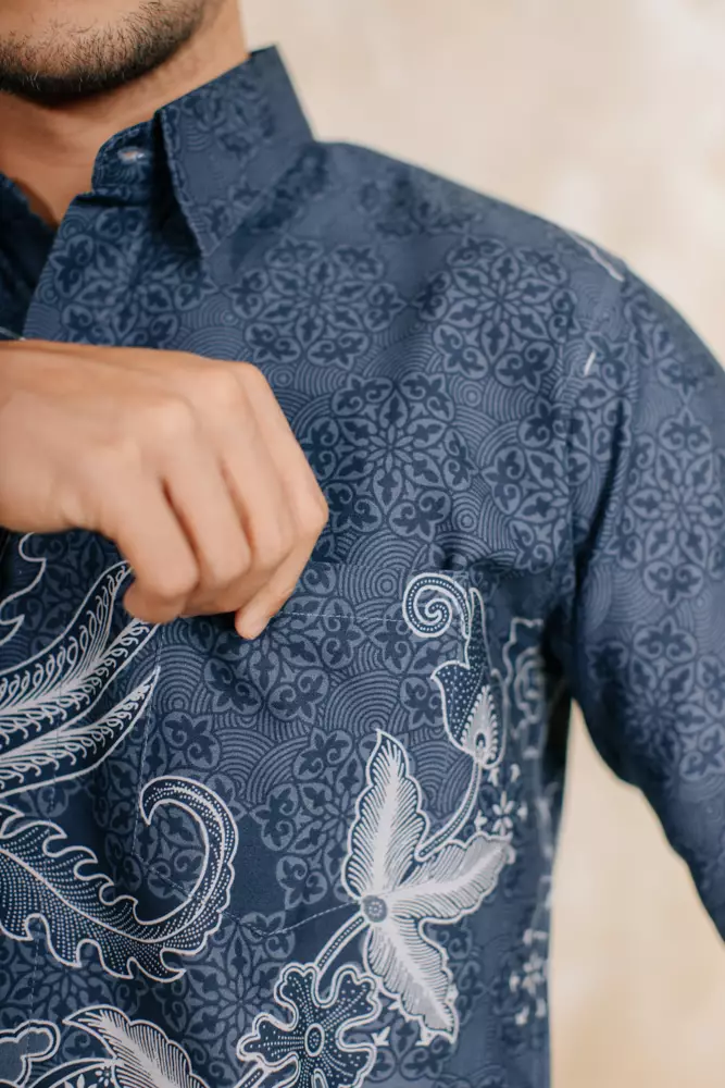 Talisha Denim Kemeja Pria  Panjang Slim Fit