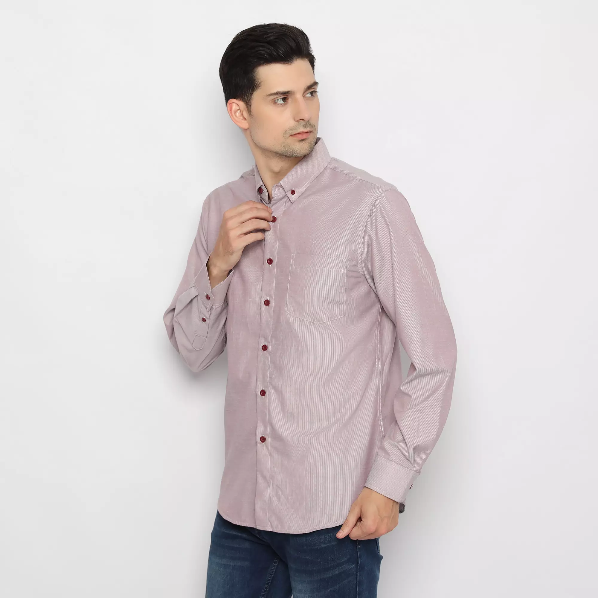 Platini Kemeja Pria Lengan Panjang Katun Maroon 162183