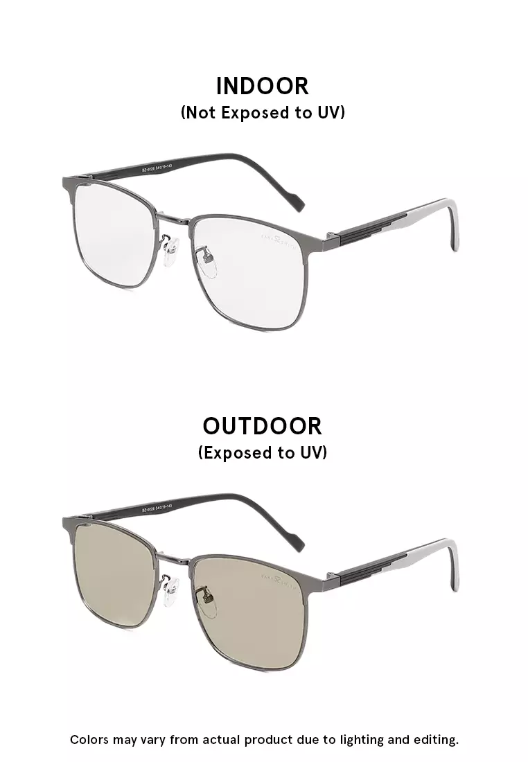 Unisex Photochromic Square Sunglasses - Matte Gun