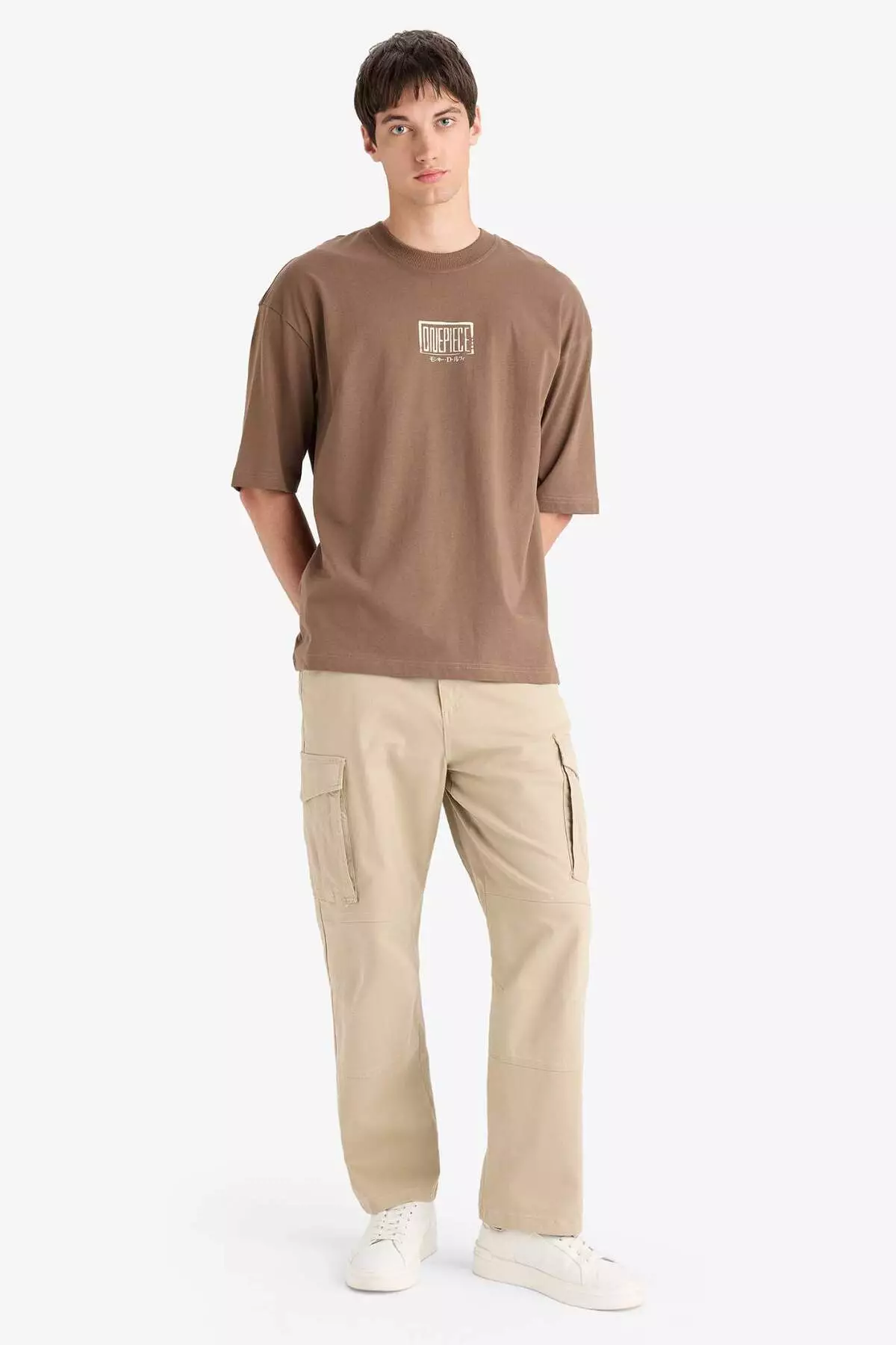 100% Cotton One Piece Loose Fit Crew Neck Back Printed Short Sleeve T-Shirt E0713Ax25Sm