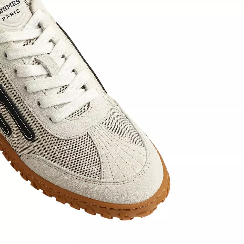 Jet Sneakers Canvas and Suede Goatskin Leather Multicolor Prunoir