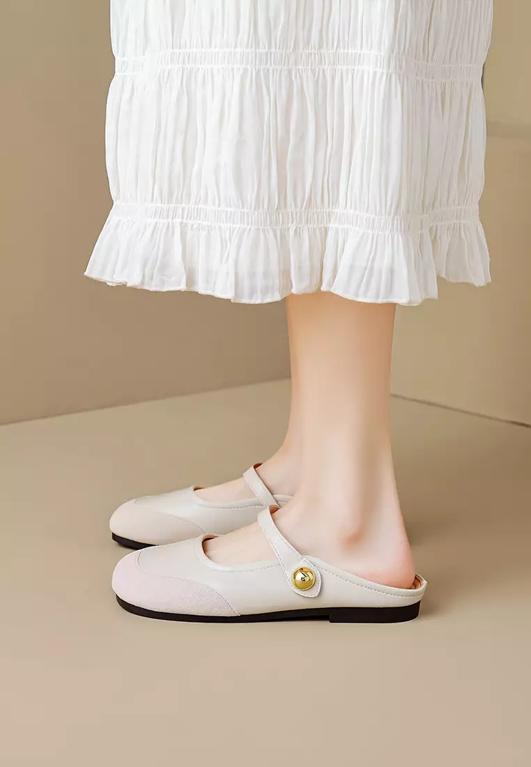 Vintage Buckle Strap Flat Mules WW993-3