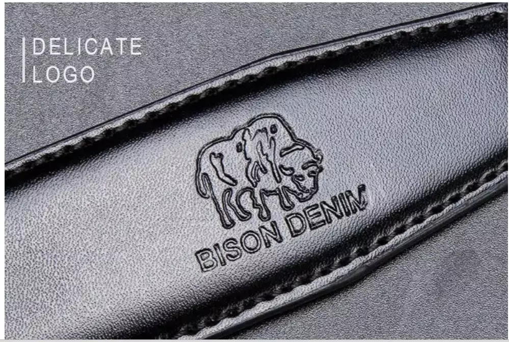 Bison Denim Gesper Ikat pinggang Pria Kulit Sapi Asli W71123- Black