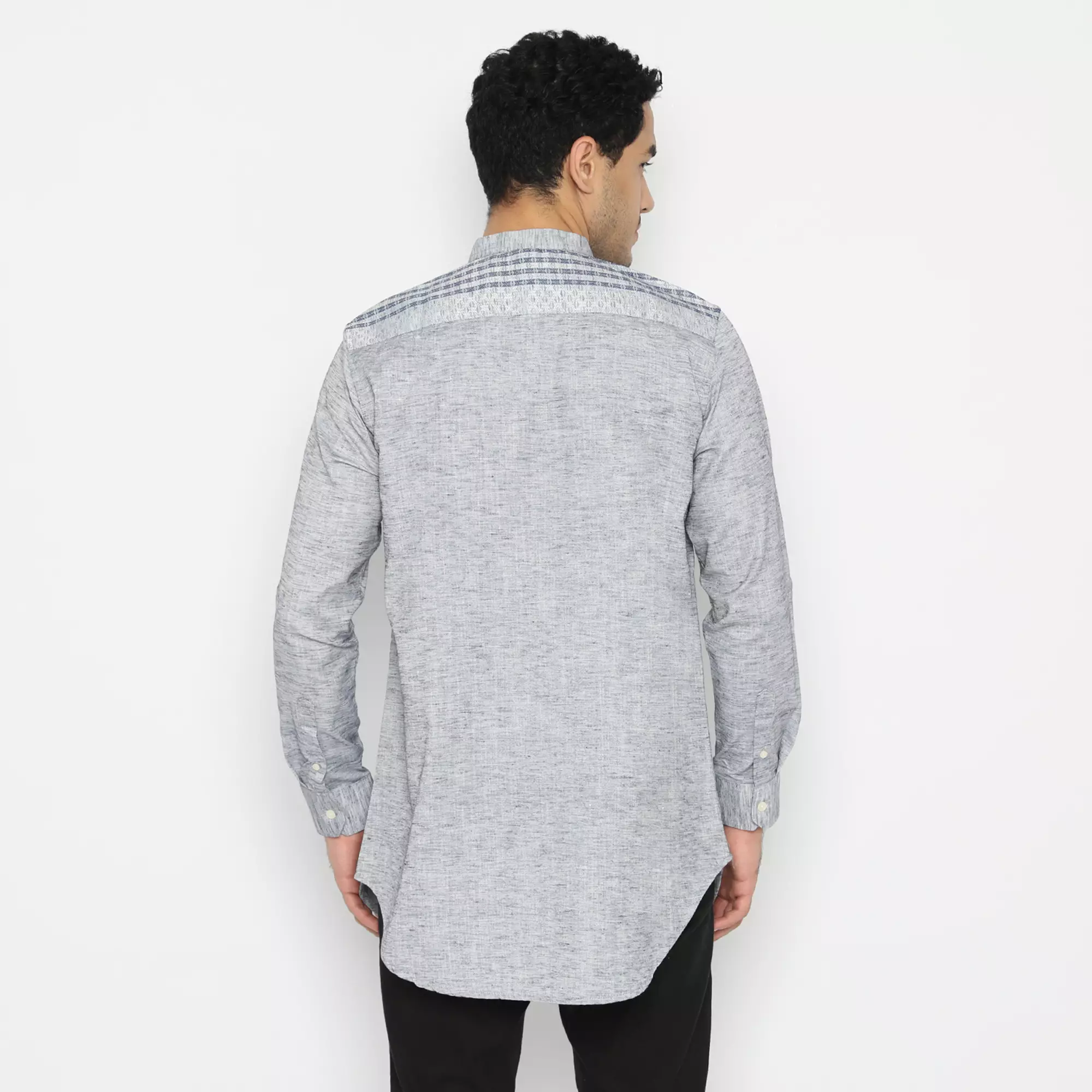 Platini Kemeja Koko Kurta Pria Lengan Panjang Katun Biru 86020