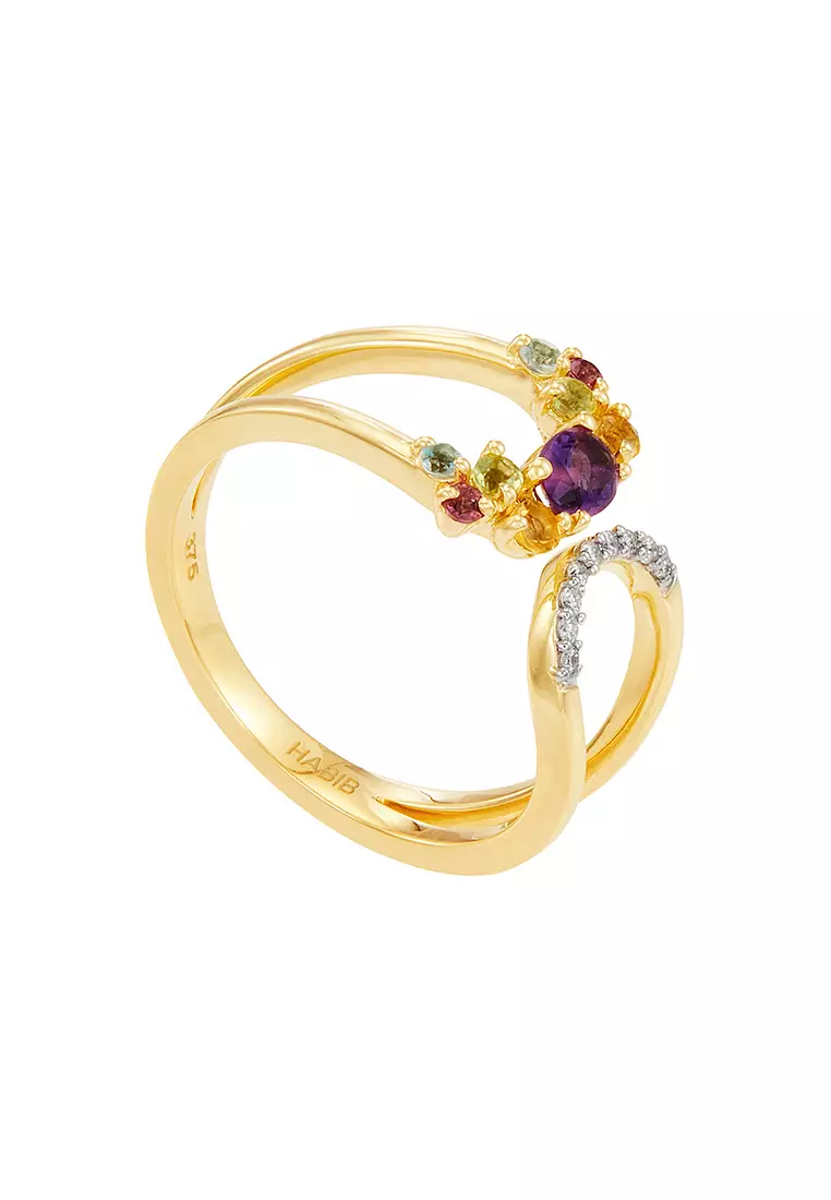 HABIB Multi-Coloured and Diamond Ring in 375/9K Yellow Gold 269540524