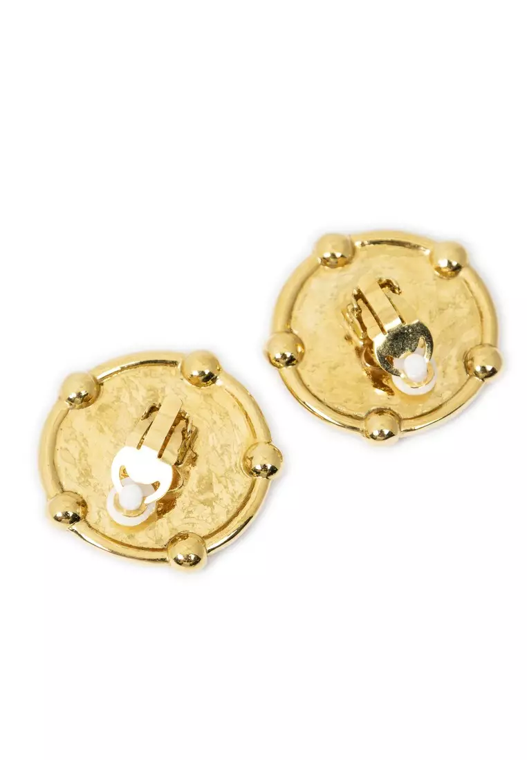 Pre-Loved CC Round Clip On Earrings