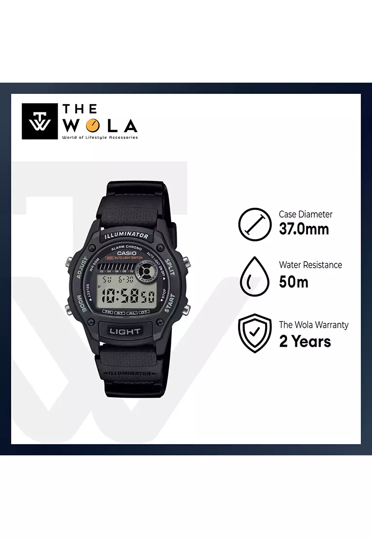 W-220H-1AV Men Digital Sports Watch Black Resin Band