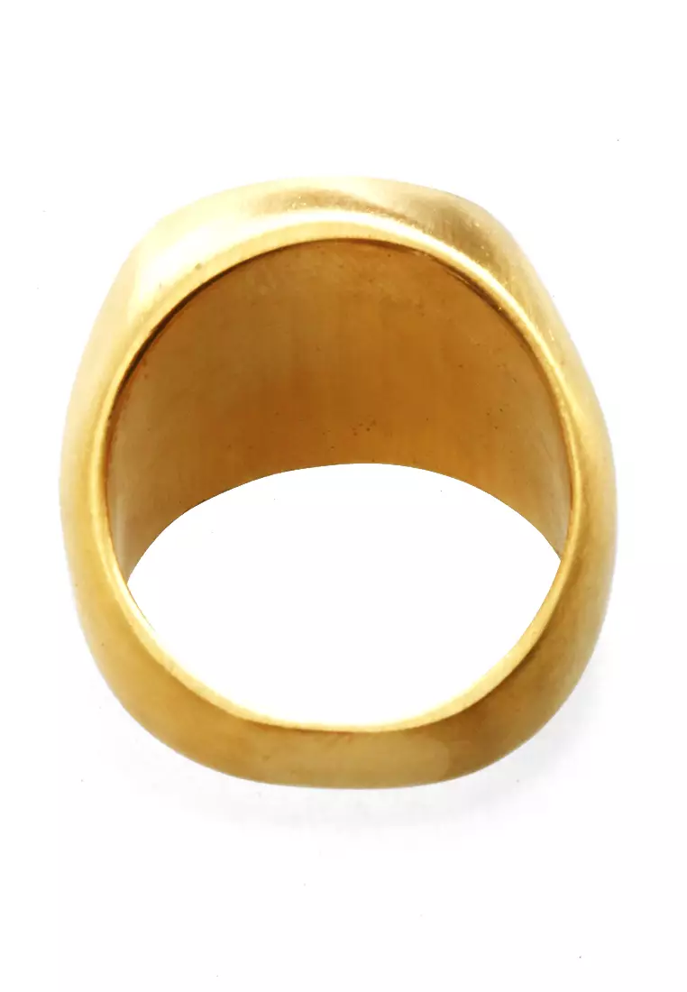 Daisy Cincin Signet Ring Desain Oval Aksesoris Pria Wanita Material Titanium ORIGINAL - Gold Doff