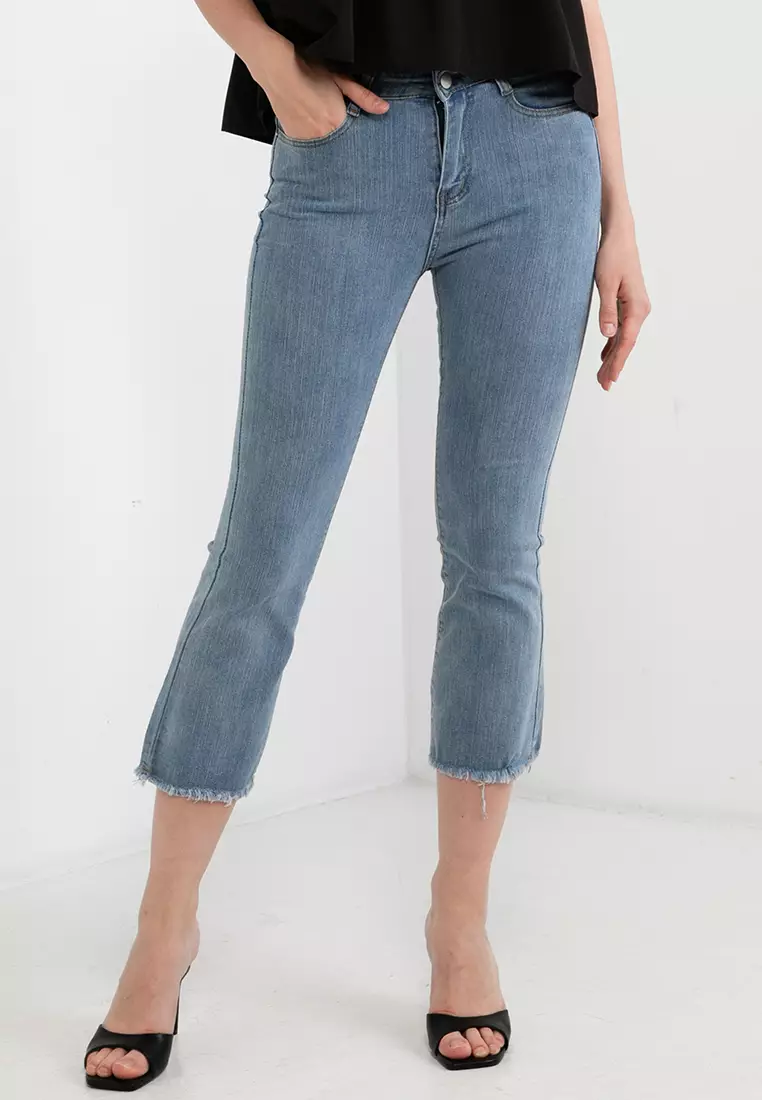 BDG High-rise Cropped Kick Flare Jean in Black