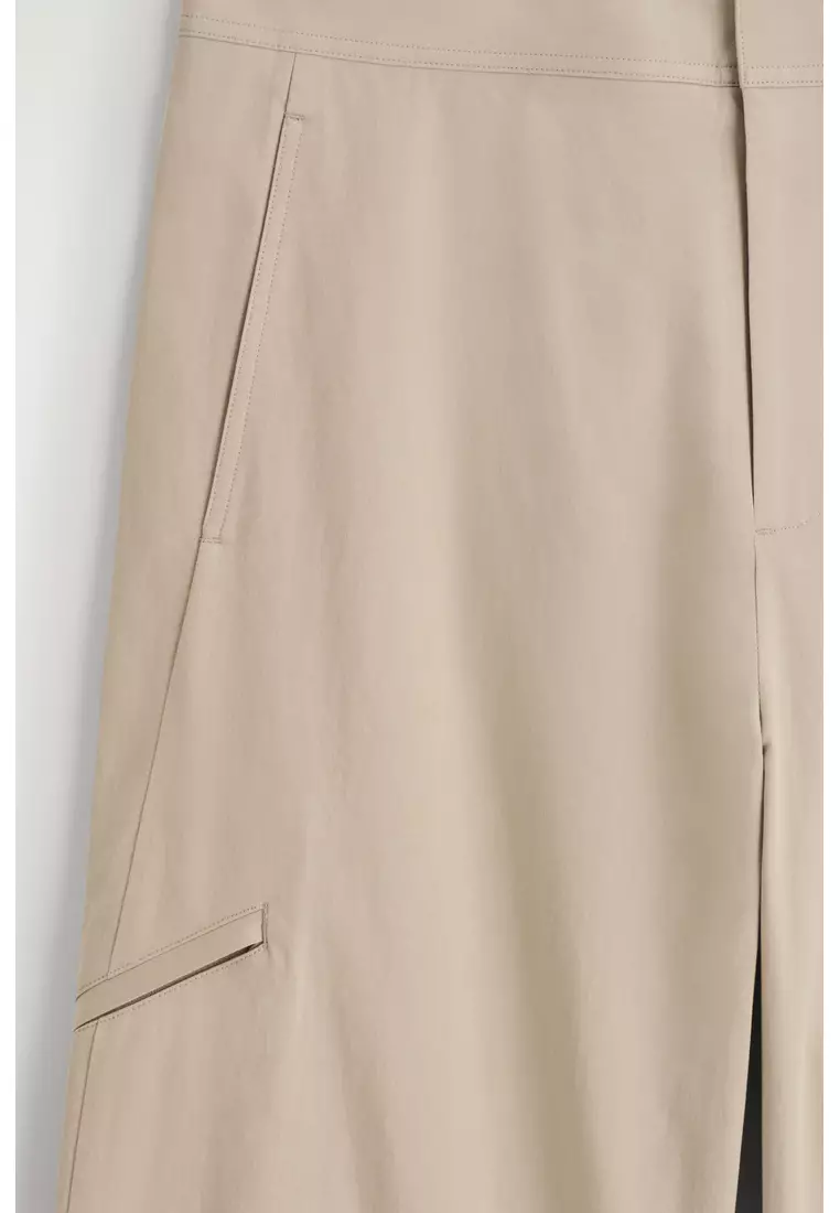 BARREL-LEG COTTON UTILITY  TROUSERS