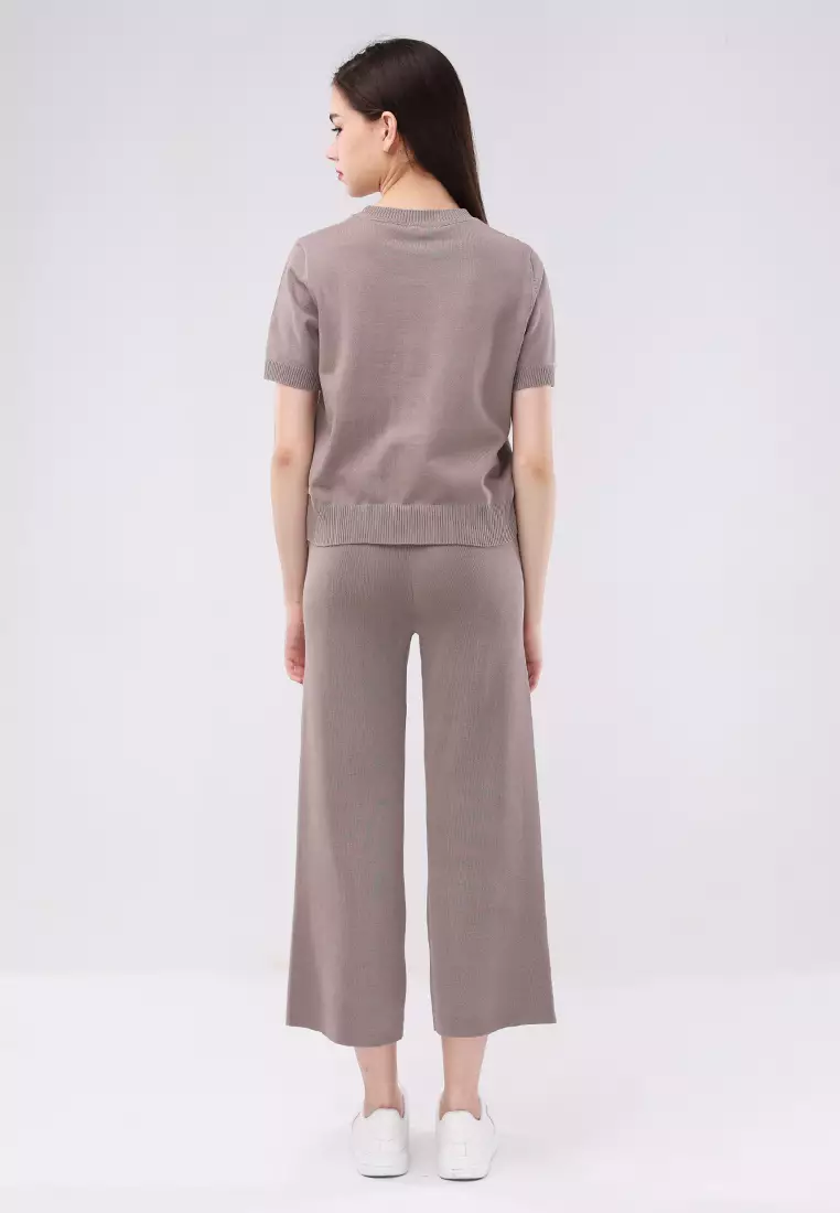 Knitted Short Sleeve Tops/Pants Terno